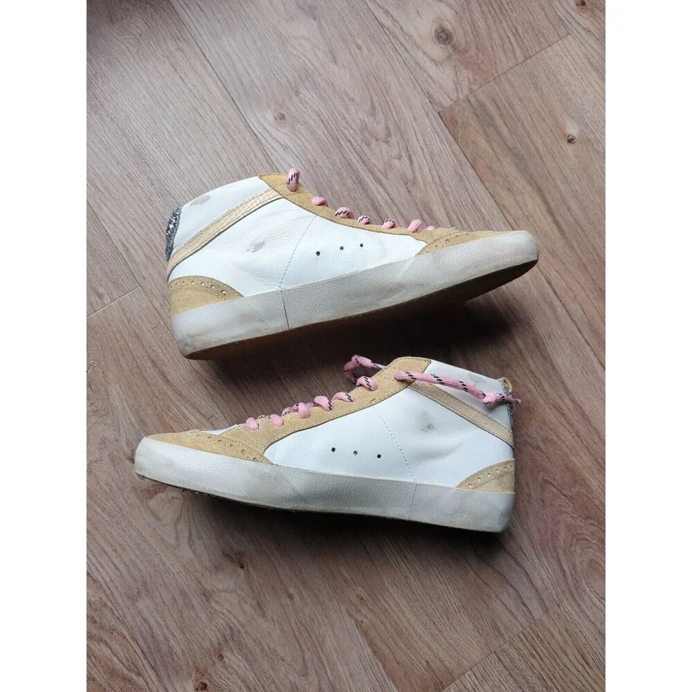 Golden Goose Mid Star Brogue Womens 42 Beige White